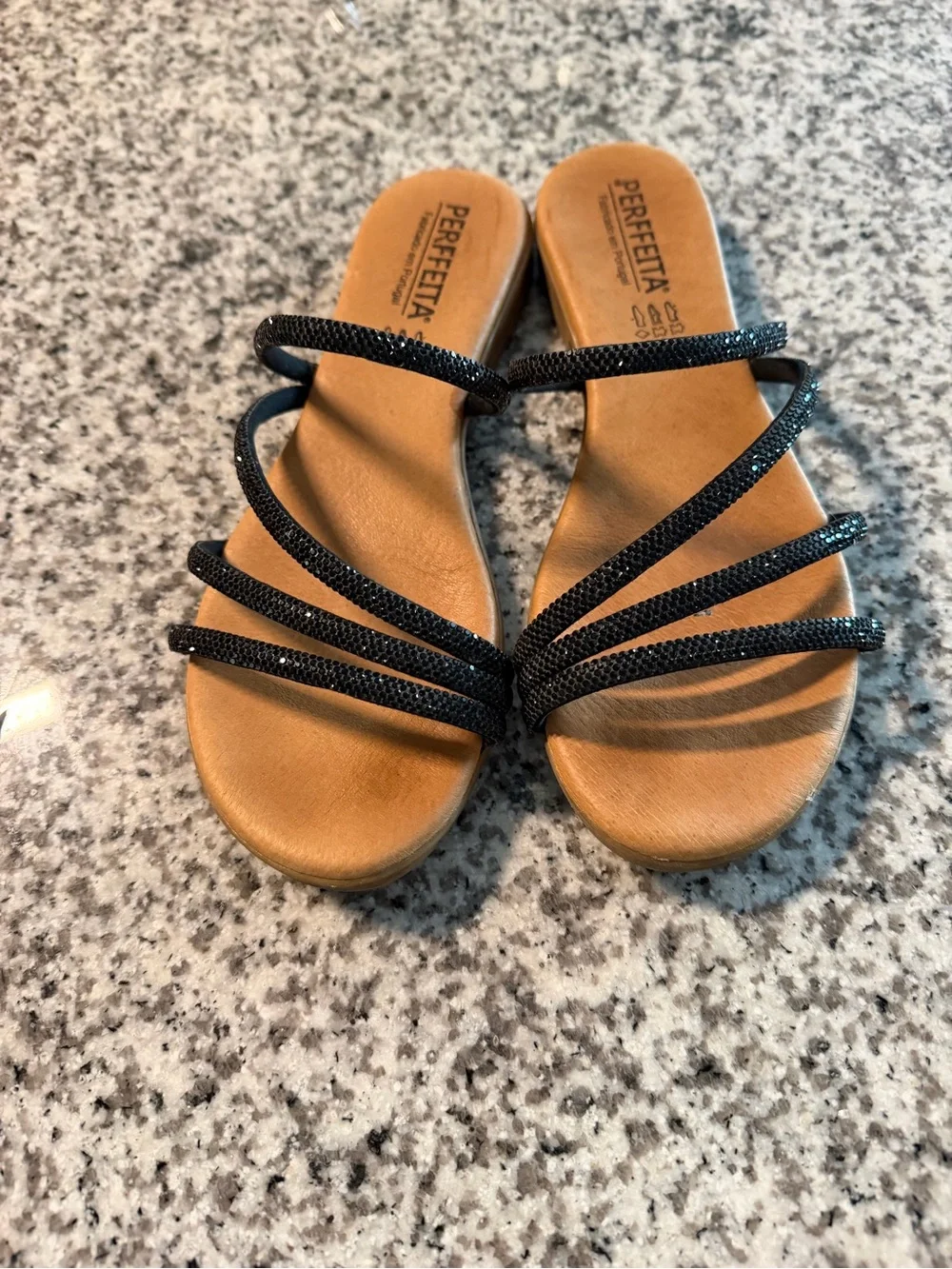 Black Strappy Slide Sandals